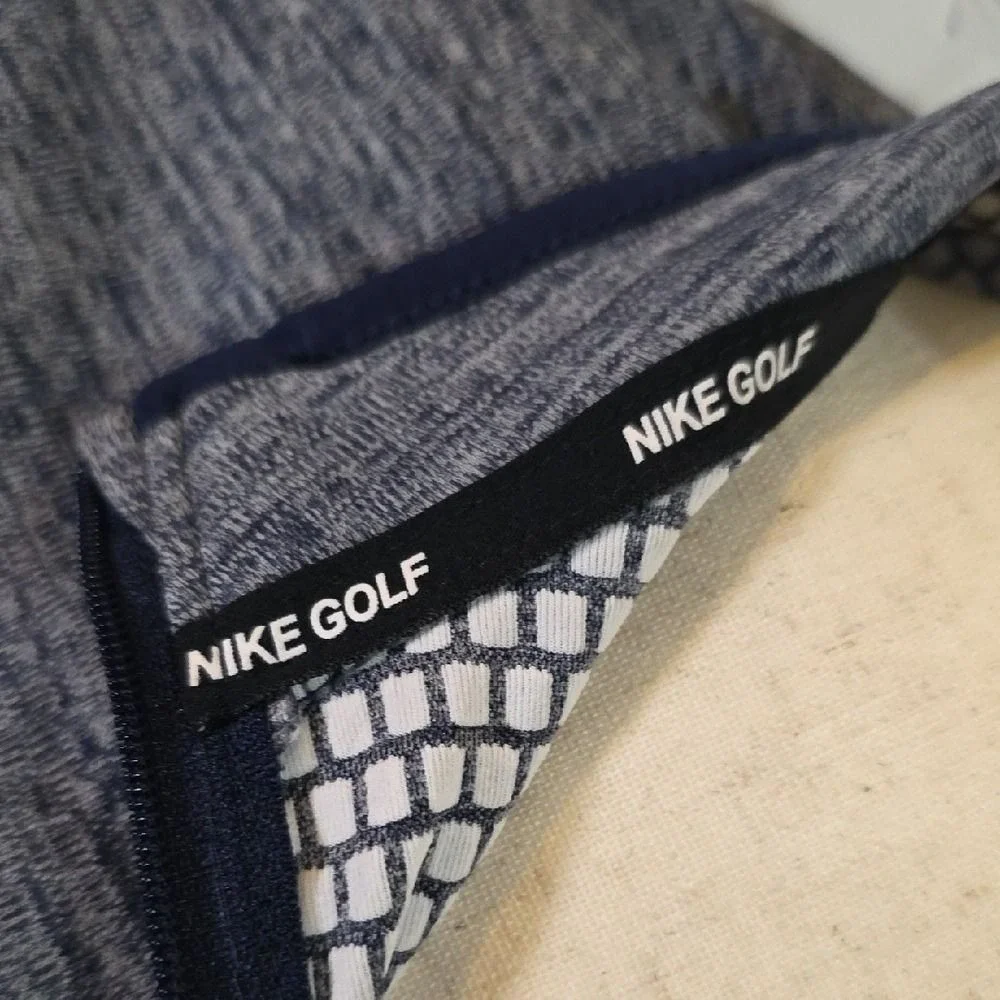 Nike Golf Pullover Women Small Navy Blue Good Dri-FIT Space Dye Quarter Zip Top‎